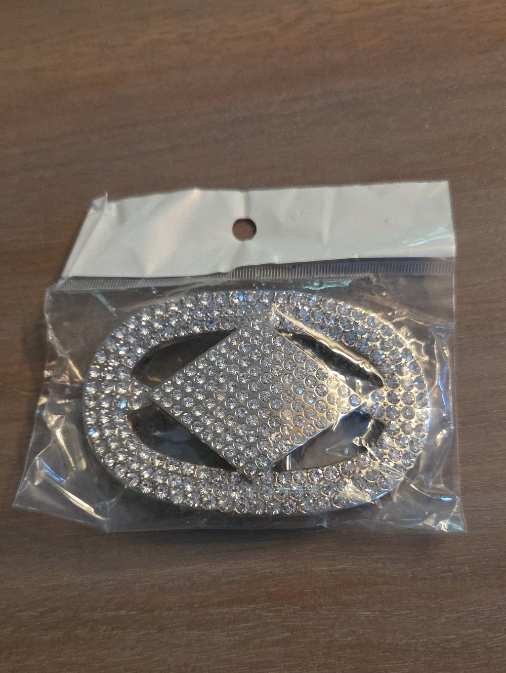 Crystal Oval Buckle Belt Accent - Silver Rhinestone